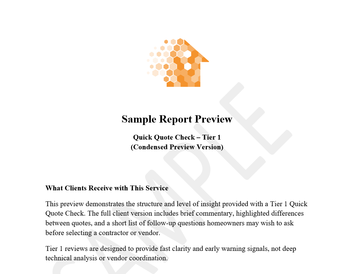 Quick Quote Check – Tier 1 Quote Review