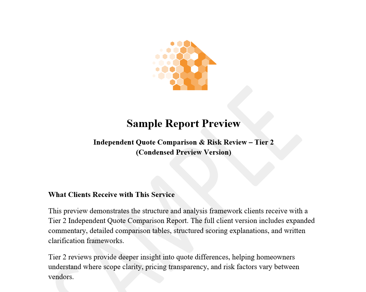 Independent Quote Comparison Report – Tier 2
