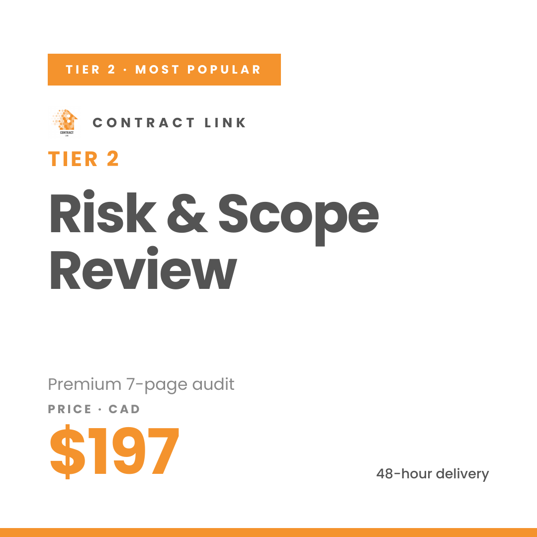 Contract Link Risk and Scope Review — premium contractor quote audit for Ontario homeowners