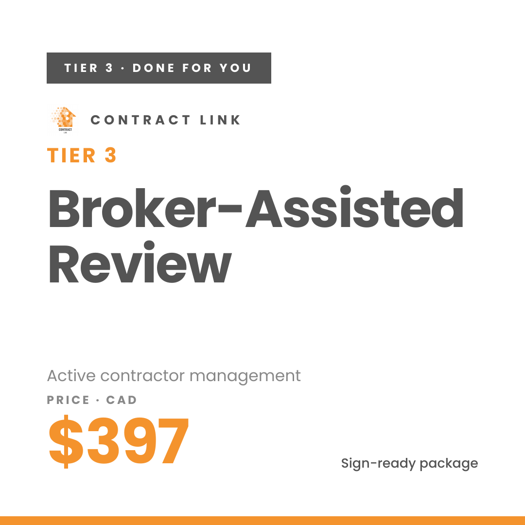 Contract Link Broker-Assisted Review — full-service contractor vetting for Ontario homeowners